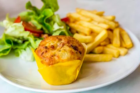 Cheese bacon muffin Stock Photos