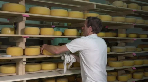 Cheese balls in aging room Stock-Footage 58612005
