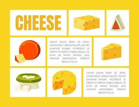Cheese Banner Template with Place for Text, Natural Dairy Products Description Stock Illustration