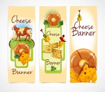 Cheese banners vertical Stock Illustration