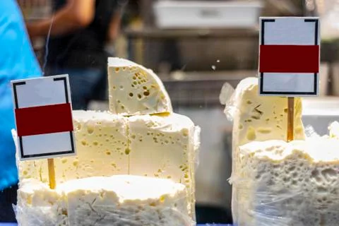 Cheese on the bazaar Stock Photos