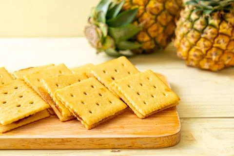 Cheese biscuits with pineapple jam Stock Photos