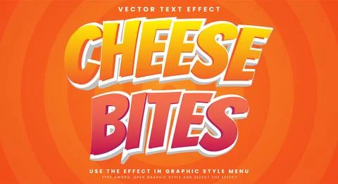 Cheese Bites editable text effect Template Stock Illustration