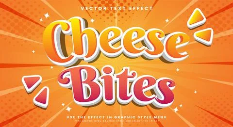 Cheese Bites editable text effect Template Stock Illustration