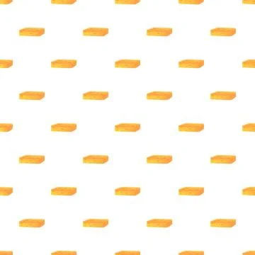 Cheese block pattern repeating on white background Stock Illustration