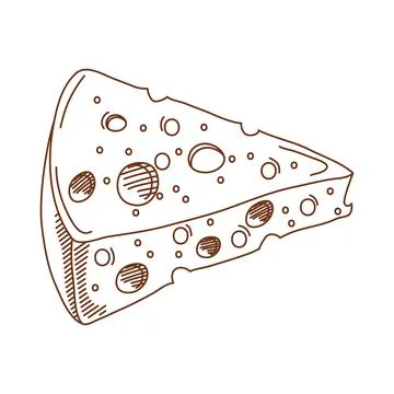 Cheese block sketch Stock Illustration