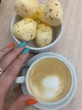 Cheese bread and coffee Stock Photos