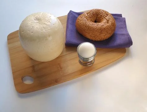 Cheese with bread and milk Stock Photos