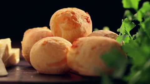 Cheese bread with cheese from Serra da Canastra, Minas Gerais, Brazil Stock Footage 130453833