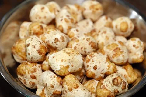 Cheese bread in several tin trays Stock Photos