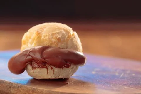 Cheese bread stuffed with hazelnut cream and chocolate. Stock Photos