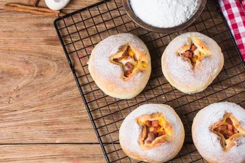 Cheese bread on the table Stock Photos