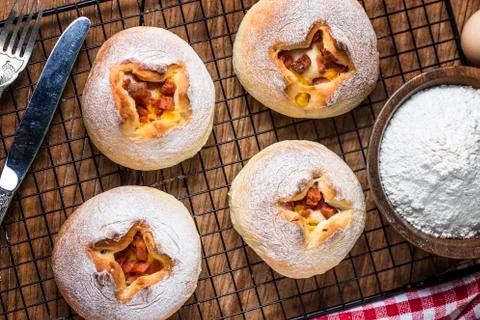 Cheese bread on the table Stock Photos
