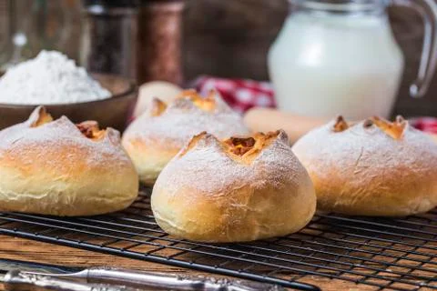 Cheese bread on the table Stock Photos