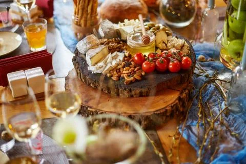 Cheese brunch, blue cheese, delicacies 스톡 사진