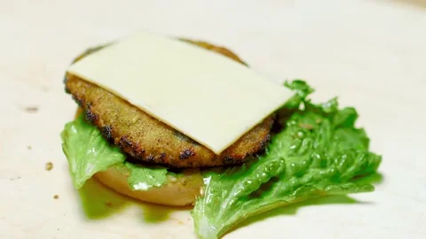Cheese on burger bun 스톡 동영상 169991879
