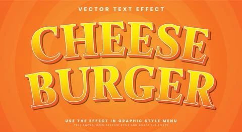 Cheese Burger editable text effect Template Stock Illustration