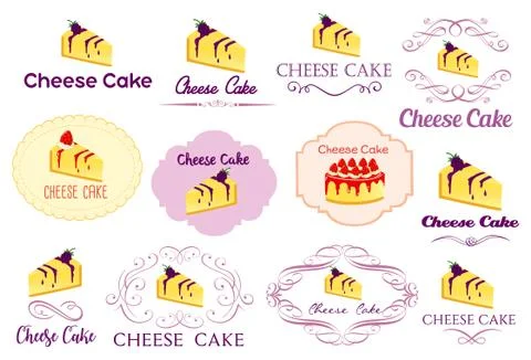 Cheese Cake Logo Bundle 스톡 일러스트