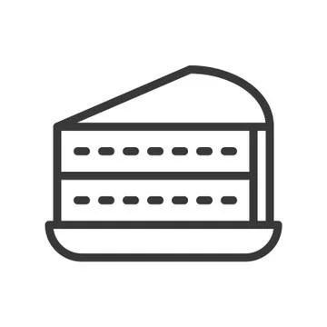 Cheese cake, sweets and dessert outline icon Stock Illustration