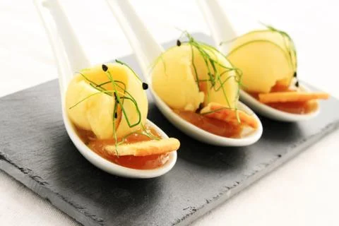 Cheese canape Stock Photos