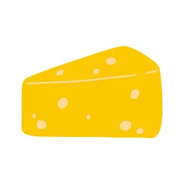 Cheese in cartoon flat style. Hand drawn vector illustration of dairy product Stock Illustration