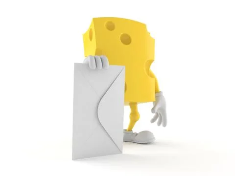 Cheese character with envelope Stock Illustration
