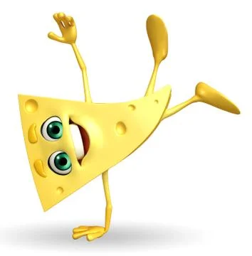 Cheese character with hand standing pose Stock Illustration