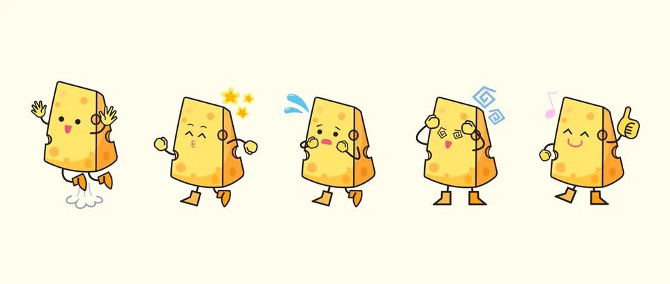 Cheese character set bundle Stock Illustration