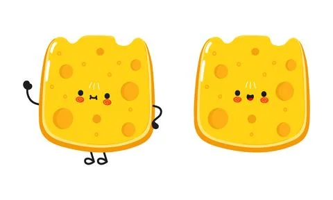 Cheese character. Vector hand drawn cartoon kawaii character illustration i.. Stock Illustration