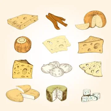 Cheese collection. Stock Illustration