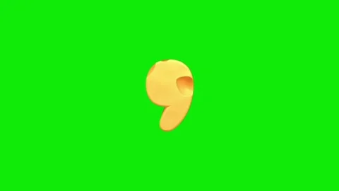 Cheese comma punctuation mark animation on green screen background loop. Stock Footage 339323148