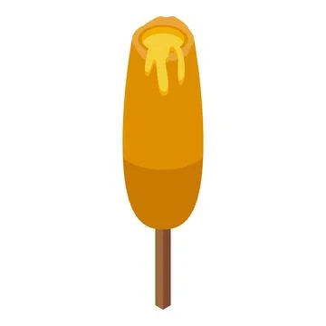 Cheese corn dog icon isometric vector. Hot food Stock Illustration