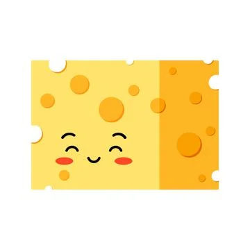 Cheese cube cute cheerful character with hole vector set isolated on white Stock Illustration