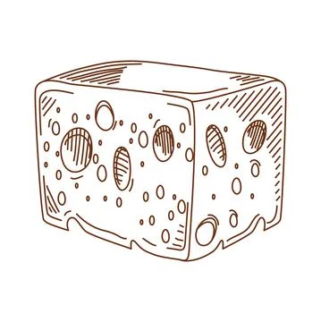 Cheese cube sketch Stock Illustration