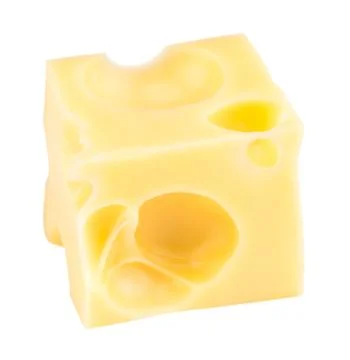 Cheese cube slice isolated on a white background Stock Photos