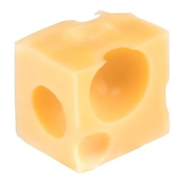 Cheese cube slice isolated on a white background Stock Photos