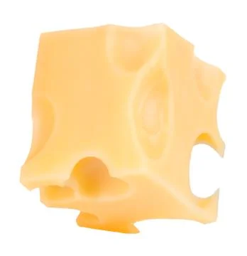 Cheese cube slice isolated on a white background Stock Photos