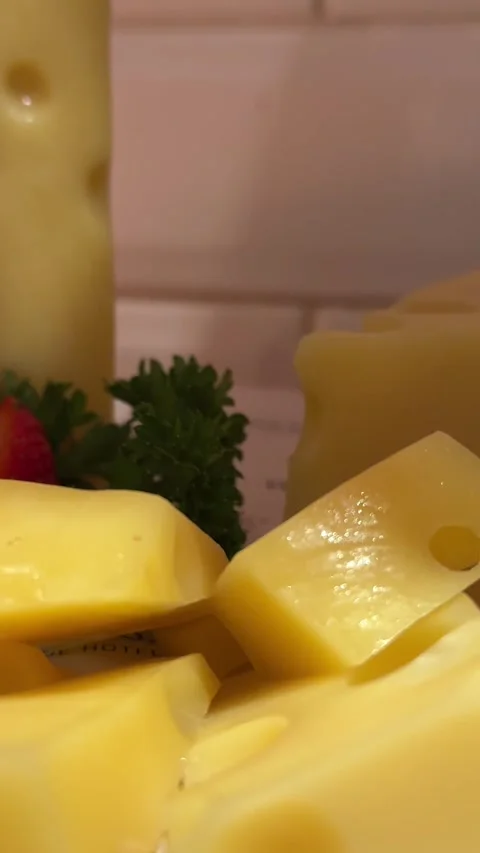 Cheese cubes platter Cubes of White and Red Cheddar Cheese 스톡 동영상 316229829