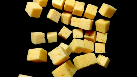 Cheese cubes in super slow motion Stock Footage 279456252
