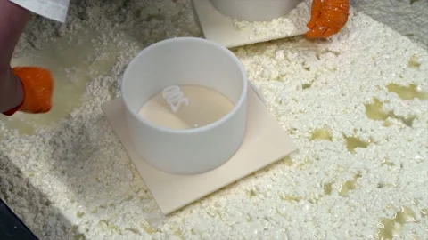 Cheese Curdling handmade Process in Factory Stock-Footage 189371934