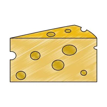 Cheese dairy food scribble Stock Illustration