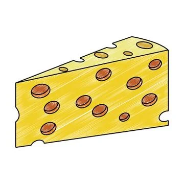 Cheese dairy food scribble Stock Illustration