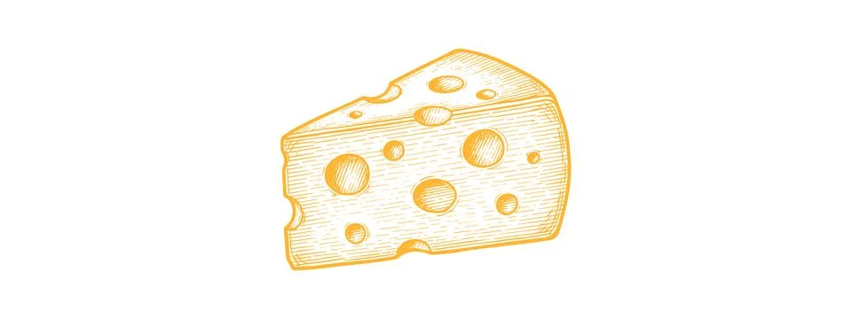 Cheese Drawing Cheddar Slice Vector – Gourmet Food Stock Illustration