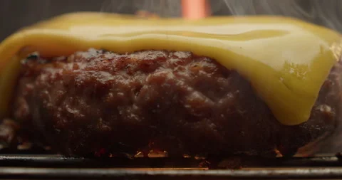 Cheese dripping down the burger patty macro 스톡 동영상 310956050