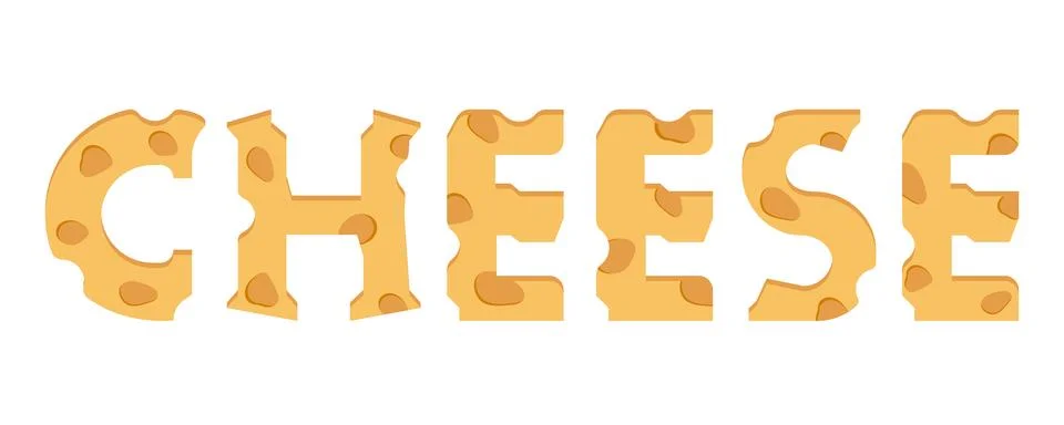 Cheese editable text isolated on white background. Stock Illustration