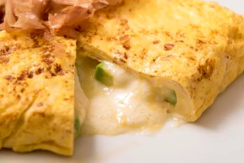 Cheese eggs cake on white bcakground Stock Photos