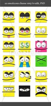 Cheese Emoticons PSDテンプレート