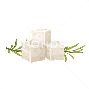 Cheese feta white food cartoon vector illustration ~ Clip Art #233858403