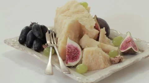 Cheese, figs grapes Stock Footage 49159402