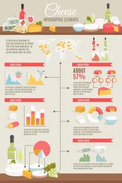 Cheese Flat Infographic Set Stock Illustration